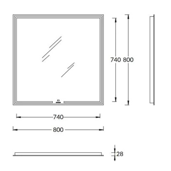 Зеркало MIO прямоугольное с диером Kerama Marazzi 80 белое MIO.mi.80\WHT