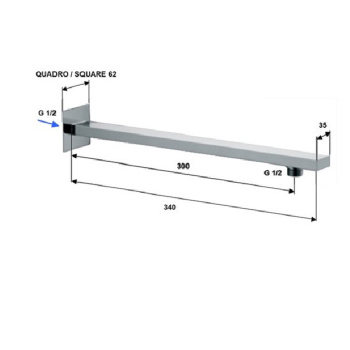 Держатель душевой лейки настенный прямоугольной формы Daniel Docce 30 хром A553 30см