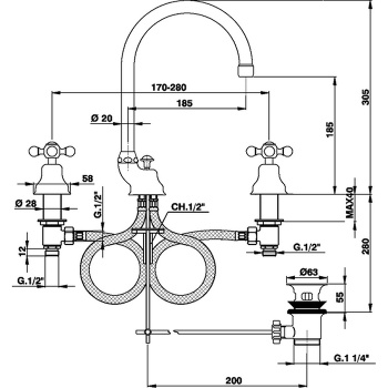 Смеситель для раковины Cisal Arcana Ceramic AC00106024 золото