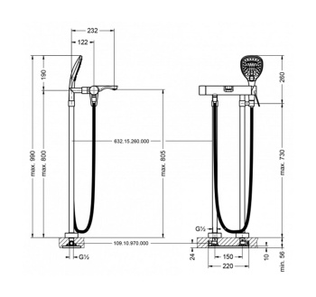 Смеситель для ванны Jorger Eleven 633.20.540.000 chrome
