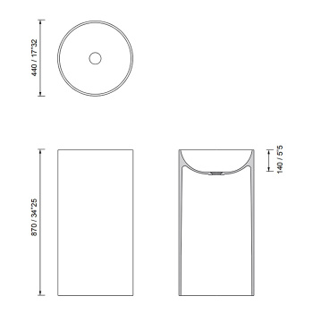 Раковина Moma Tower Roll 440 отдельностоящая, слив в пол, с донным клапаном, белый матовый TRL0404.MWS
