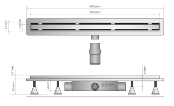 Дренажный канал OMP Tea Renova Eco 4943.373.8 90 см хром