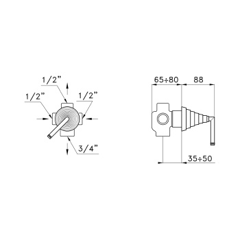 Встраиваемый переключатель для ванны/душа Stella Titian 0/150, хром TT 01200 CR00