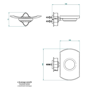 Мыльница стеклянная THG Petale De Cristal Bleu U6B-A02-500 хром