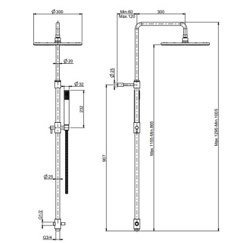 Душевая стойка с верхним душем Fima Carlo Frattini Wellness 300 и душевым комплектом, хром F2120LCR