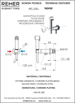 Смеситель с гигиеническим душем Remer X-style Minimal золото глянцевое N64WDO