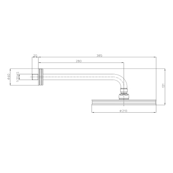 Bossini Liberty Верхний душ 21см., кронштейн 28см, цвет: сатин никель H27740G.094