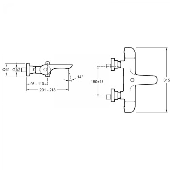 Смеситель термостатический для ванны Jacob Delafon Gabin E78129-CP хром
