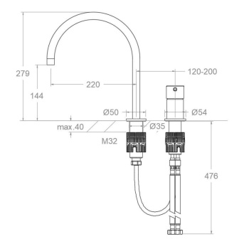 Смеситель для раковины Ramonsoler Odisea однорычажный на 2 отверстия 394702