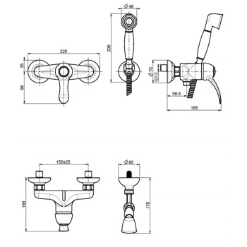Смеситель для душа внешнего монтажа Fima Carlo Frattini Lamp с душевым комплектом, хром F3305CR