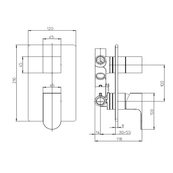 Наружная часть Bossini GILLO монорычажного универсального смесителя GILLO на 2-5 выходов. цвет хром