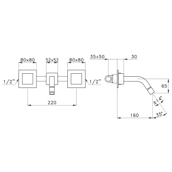 Встраиваемый смеситель для раковины Stella Bamboo Quadro 3868 BQ 01005 CR00 хром