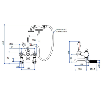 Смеситель для ванны Burlington T8A-QT BLA хром/черный