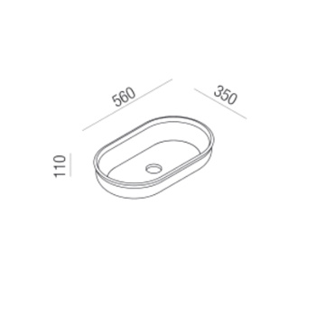 Раковина накладная Agape Undici 56х35х11, без отв., без перелива, с донным клапанном, Solid surface, белый матовый ACER0384ZZ