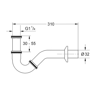Сифон для биде Kerasan Retro 310, хром 913390