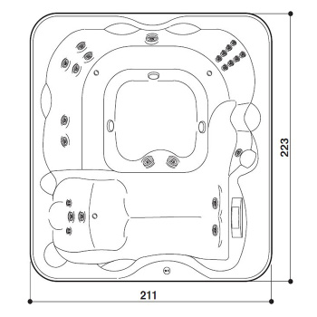 Минибассейн отдельностоящий Jacuzzi Lodge L ,цвет акрила Porcelain белый, внешняя Sillwer wood, c г/м Hydro+Blower, утеплитель Eco Shield, без крышки LODL0033311