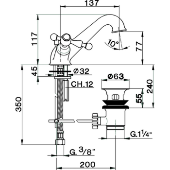 Смеситель для раковины Cisal Arcana America AA00051021 хром