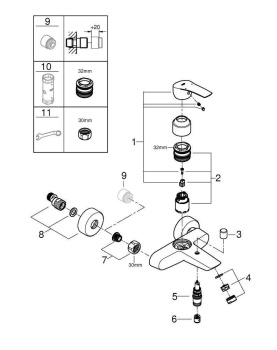 Grohe Смеситель для ванны с изливом, цвет: хром