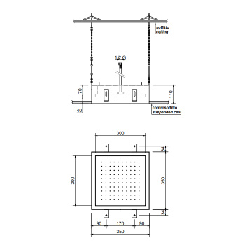 Душевая система Meteo Antonio Lupi 35x35x11, зеркальная сталь, с подсветкой А0002423708