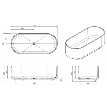 Ванна из искусственного камня KNIEF Ellipse Shape 170x75 70003020