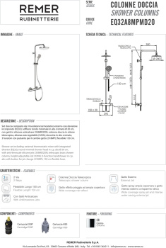 Душевая система Remer Elegance с термостатом хром (CR) EQ32A8MPMD20