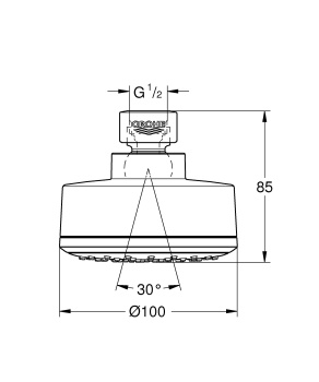 Верхний душ GROHE New Tempesta Cosmopolitan 100 I, хром 26366001
