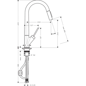 Axor Starck Смеситель для кухни, на 1 отв., с вытяжным изливом, цвет: шлифованное золото 10821250