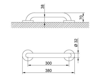 Поручень Nofer прямой. Длина поручня 300 мм, матовый 15054.30.S