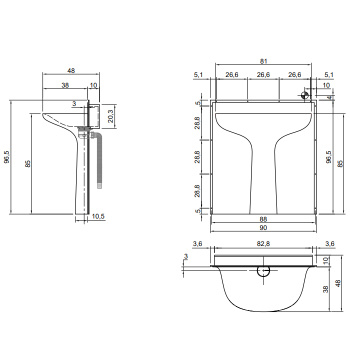 Раковина Antonio Lupi Calice 48х90, без отв., с LED подсветкой, белый А0002423618