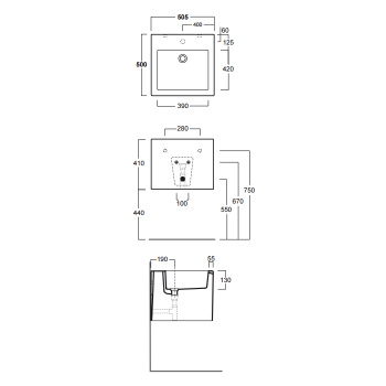 Раковина подвесная Simas Frozen FZ13nero*0 50.5 см черный