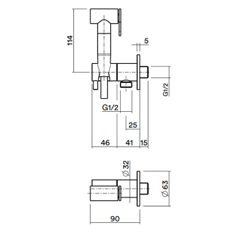 Гигиенический душ QuadroDesign Shower Accessories Гигиенический душ с запорным вентилем цвет Steel ID026AS