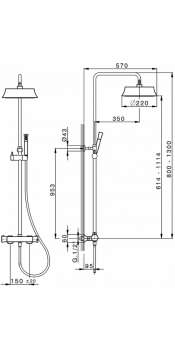 Душевой комплект Cisal Cherie термостатический смеситель, стойка с верхним душем, лейка+шланг, золото CEC8201024