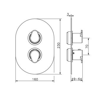 Смеситель термостатический для душа Cisal Lineaviva настенный, на 2 выхода (без встраиваемой части ZA018101) Nichel Spazzolato LV0181002F
