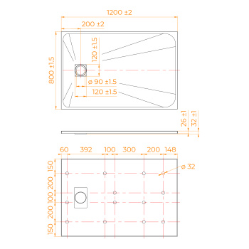 Душевой поддон прямоугольный RGW  TSS-B черный 900x1200 мм 553502912-03