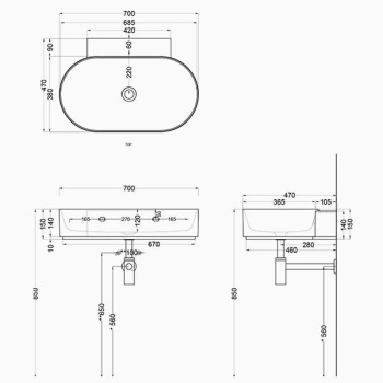 Раковина подвесная Cielo Mare MRLS70SF LV 70 см черный