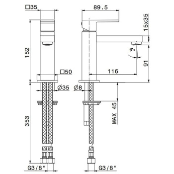 Смеситель для раковины Kerama Marazzi Futura 66412KM.21.018 хром