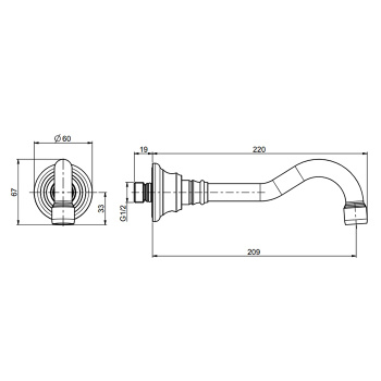 Излив для ванны Fima Carlo Frattini Elizabeth настенный, 20.9, хром F2157CR