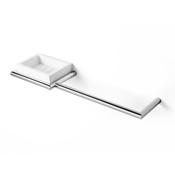 3SC Guy Полотенцедержатель и мыльница, 40см., слева, подвесная, композит Solid Surface, цвет: белый матовый/хром GU10SXSL