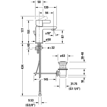 Смеситель для раковины Duravit D-neo DE1011001010 хром