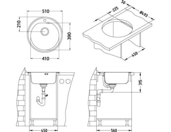 Мойка FORM MONARCH 30 GOLD-90 FI 510 в компл. с выпуском без сифона,