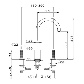 Смеситель для раковины Cisal X32 X1001040D1 нержавеющая сталь