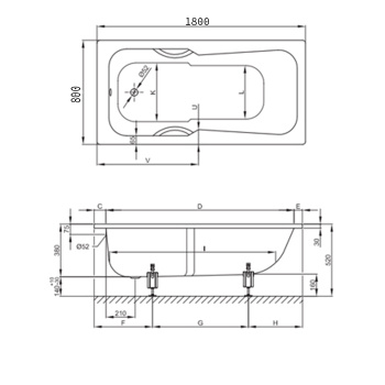 Стальная ванна Bette Set 180x80 3860-000 PLUS