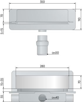 Душевой трап OMP Tea Intramura 975.101.8 35 см пристенный хром