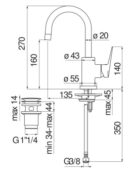 Cмеситель для раковины Nobili Blues BS101338/2CR хром