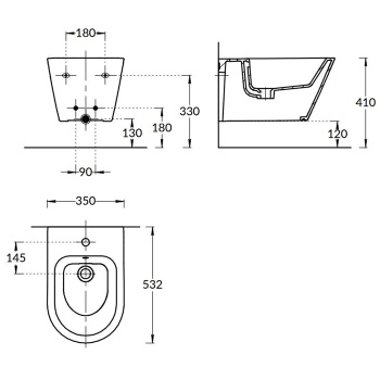 Биде подвесное Kerama Marazzi Plaza белое глянцевое PLM.bidet.02