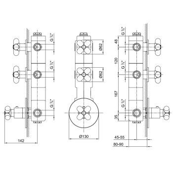 Термостат для душа Fantini I Balocchi на 2 источника, 3/4", наружная часть, белый матовый 60 29 0602B