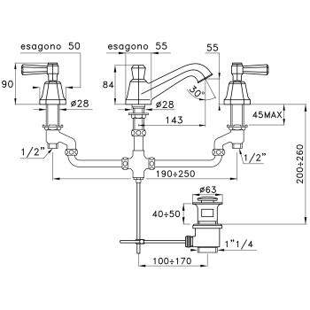 Смеситель для раковины Stella Eccelsa Leve 3224p EL 00013 AU00 золото
