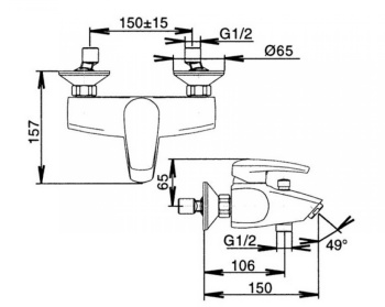 Смеситель для ванны с душем Jacob Delafon Panache E71241-CP хром