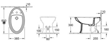 Биде напольное Villeroy Boch Amadea 650 385 H390 1 748500r2 Star White Ceramicplus