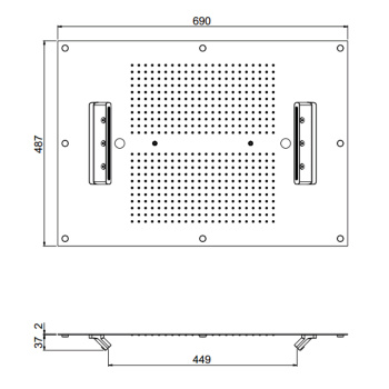 Встраиваемая в потолок душевая система Carimali Mydream 700X500 484 форсунки, 4 потока воды: дождь,каскад,распылители,двойной каскад, хром 23070XN-CRX